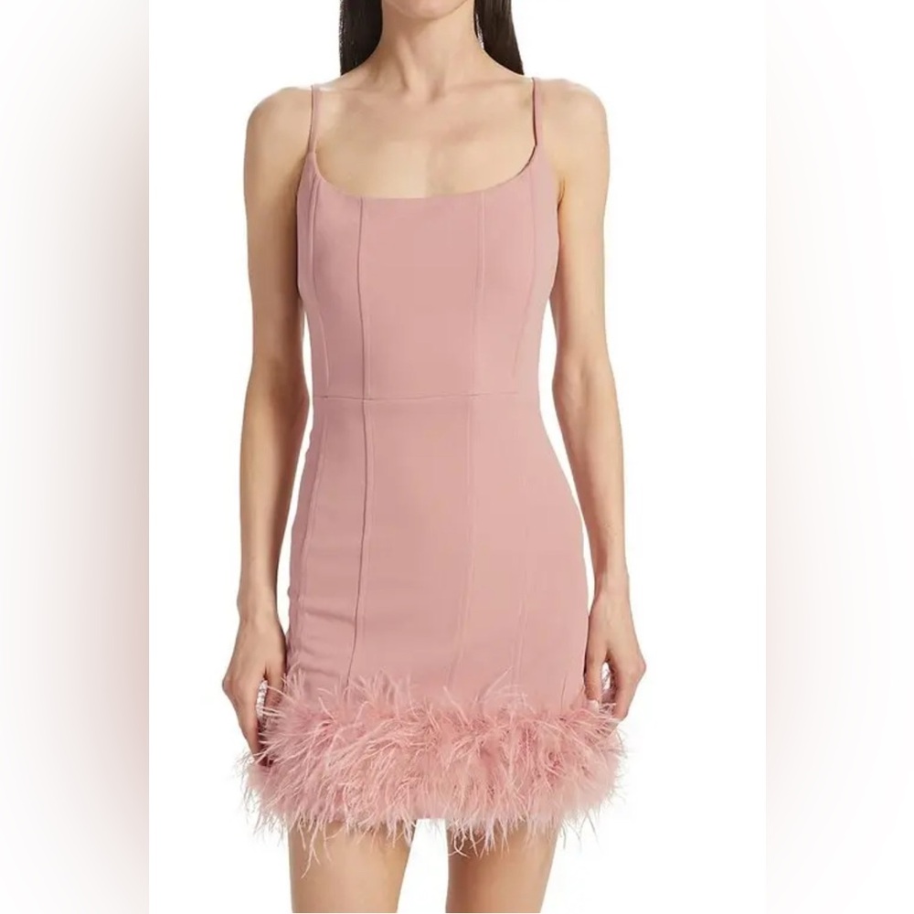 Line & Dot Louisa Feather Trim Mini Dress Cocktail Wedding Party Glam